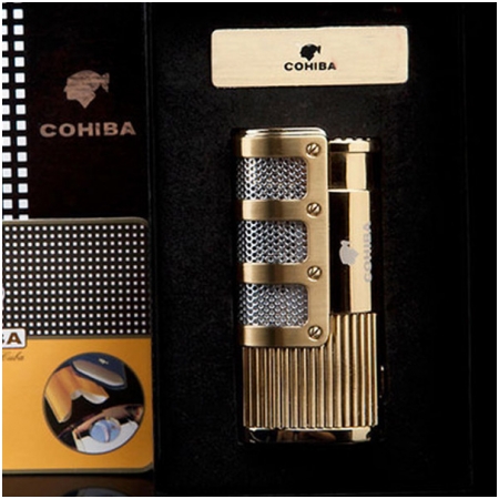 Bật lửa khò hút Cigar (xì gà) Cohiba chính hãng có thiết bị đục Cigar - Mã SP: BC02