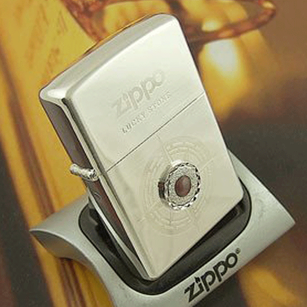 Bật lửa Zippo Mỹ màu trắng bạc đính đá tím - Mã SP: Z116