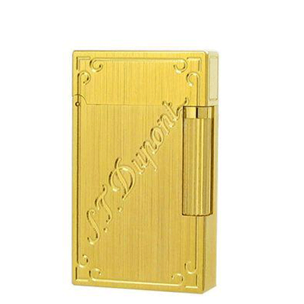 Bật lửa S.T.Dupont vàng xước khắc chữ S.T.Dupont chéo - Mã SP: BLD156