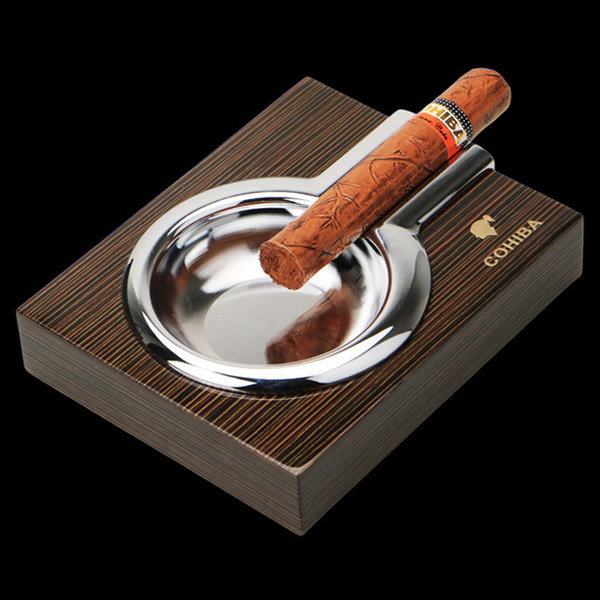 Gạt tàn Cigar Cohiba chính hãng 1 điếu chất liệu gỗ và thép không gỉ - 0988 00 11 31