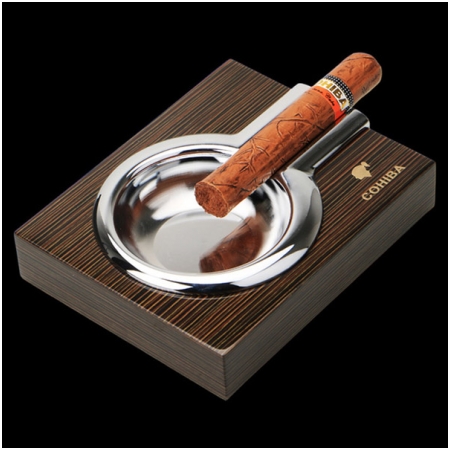 Gạt tàn Cigar (xì gà) Cohiba chính hãng 1 điếu chất liệu gỗ và thép không gỉ - Mã SP: G117B