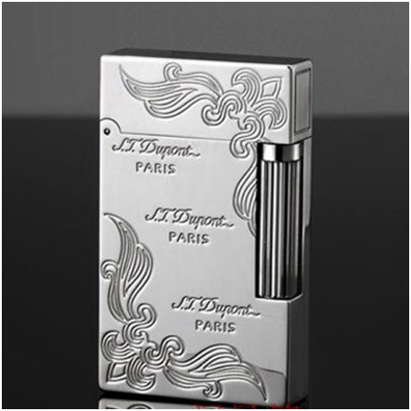 Bật lửa S.T.Dupont màu trắng hoa văn 2 góc khắc chữ S.T.Dupont Paris- Mã SP: BLD060