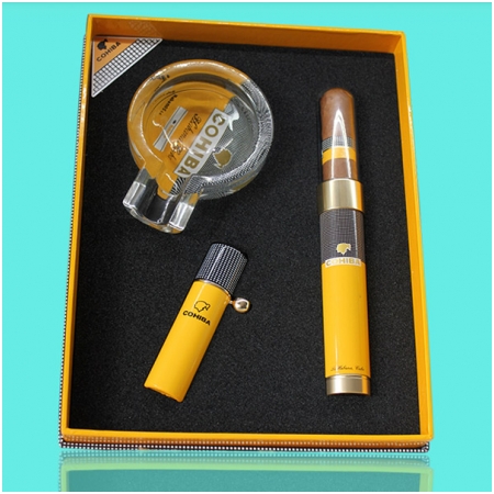 Set gạt tàn Cigar (xì gà), bật lửa khò Cigar, ống đựng Cigar Cohiba chính hãng - Mã SP: T17