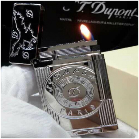 Bật lửa S.T.Dupont trắng bạc hoa văn tròn khắc chữ D - Mã SP: BLD065