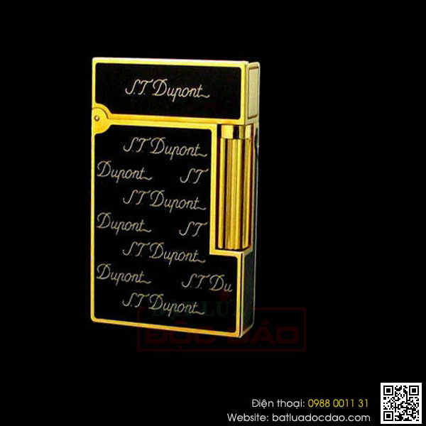 Bật lửa S.T.Dupont sơn mài đen viền vàng khắc nhiều chữ S.T.Dupont - Mã SP: BLD125