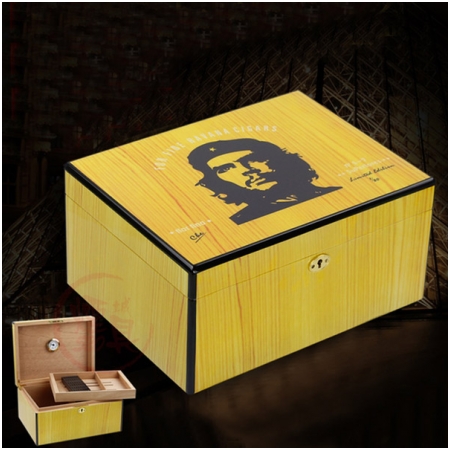 Hộp giữ ẩm Cigar (xì gà) Cohiba màu vàng chất liệu gỗ tuyết tùng - Mã SP: H524
