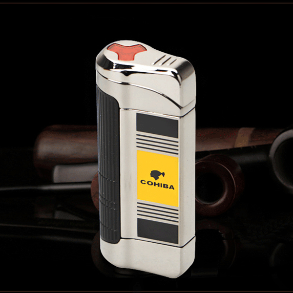 Bật lửa khò hút Cigar (xì gà) cohiba chính hãng 3 tia lửa có thiết bị đục xì gà - Mã SP: BLH085