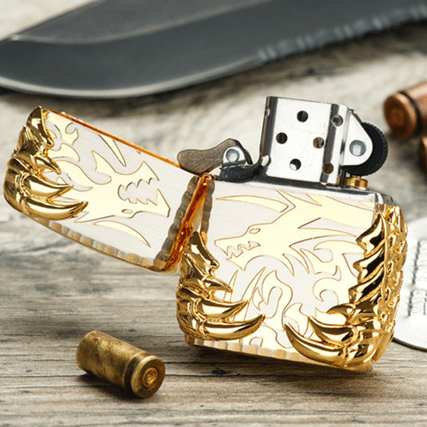 Bật lửa Zippo Mỹ mạ vàng khắc vuốt rồng - Mã SP: Z090