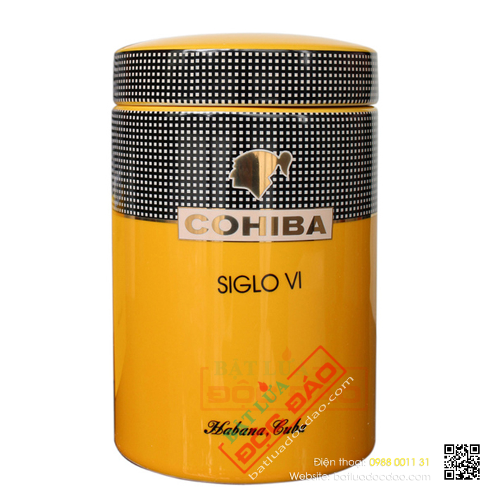 Ống đựng Cigar Cohiba chính hãng màu vàng chất liệu gốm sứ - Mã SP: D008